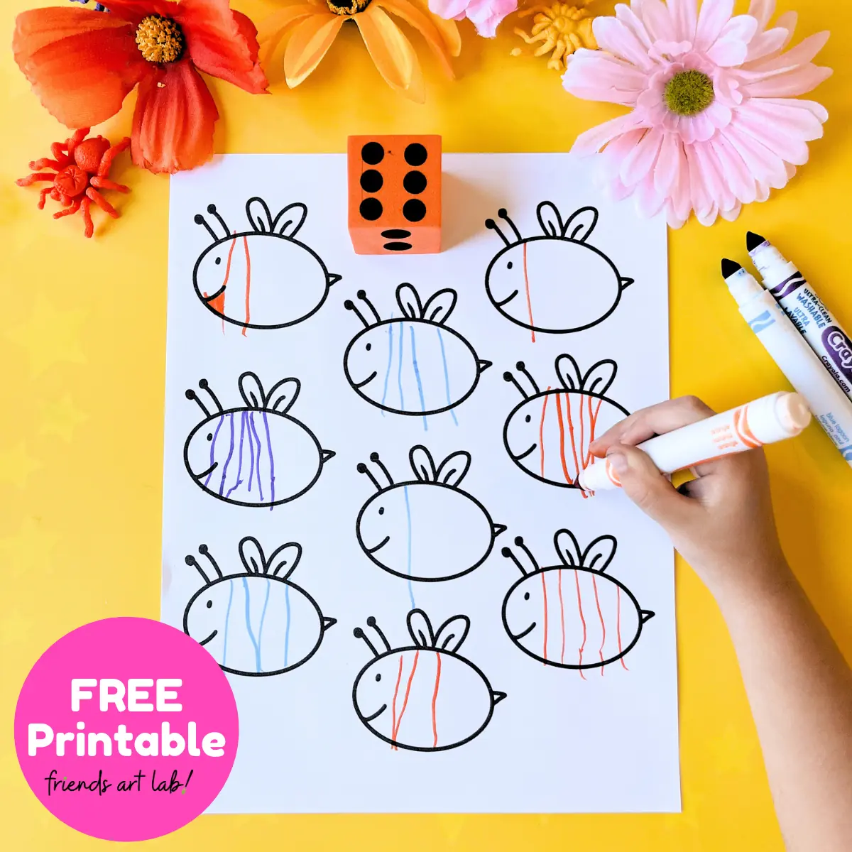 Preschool Bee Math Activity FREE Printable Friends Art Lab Preschool Bee Math Activity FREE Printable Friends Art Lab