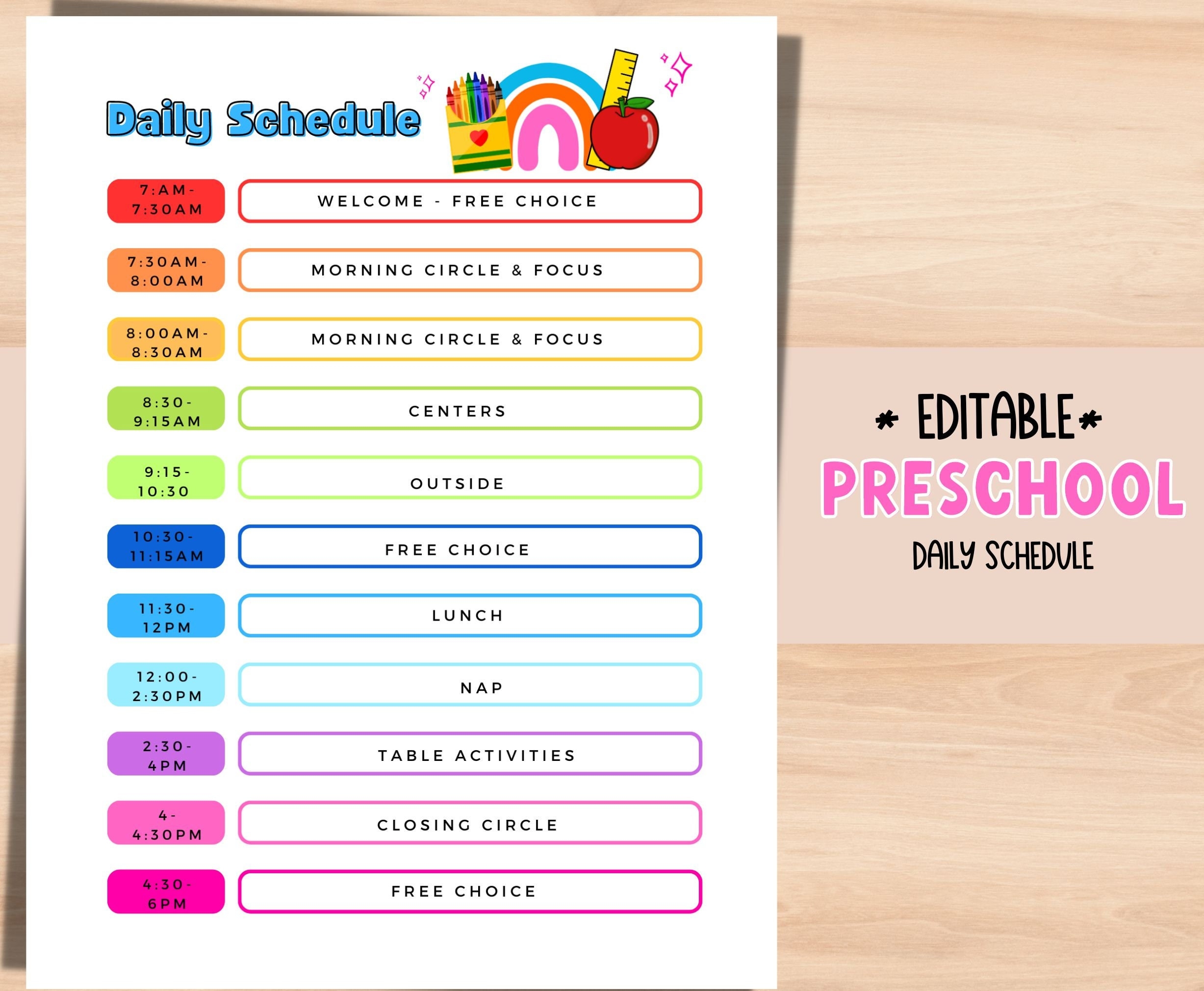 Preschool Daily Schedule Daycare Schedule EDITABLE Template Customizable Home Daycare Schedule Etsy Ireland