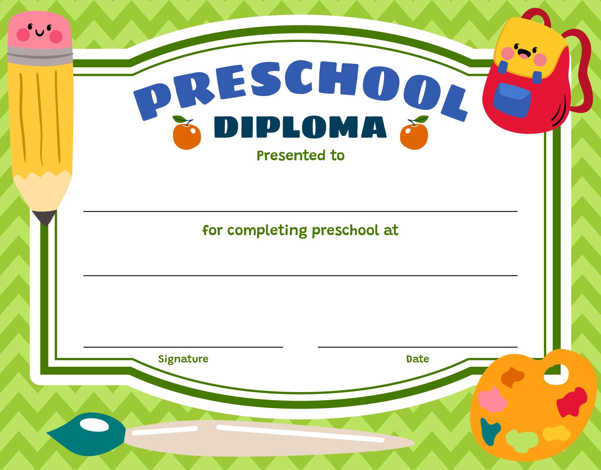 Printable Preschool Certificate