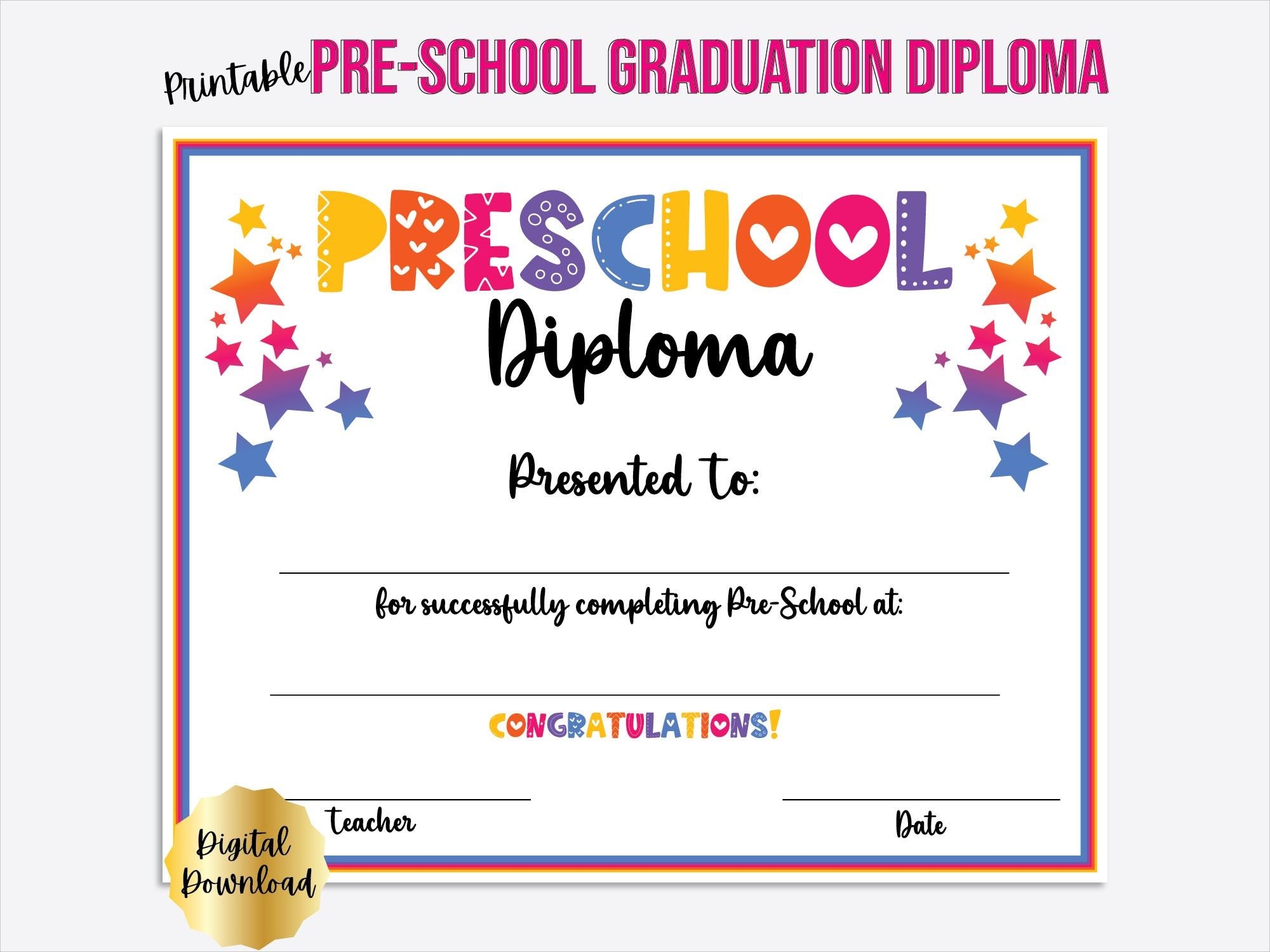 Preschool Graduation Diploma Certificate Printable Preschool Graduate Template Includes Editable PDF Etsy UK Preschool Graduation Diploma Certificate Printable Preschool Graduate Template Includes Editable PDF Etsy UK