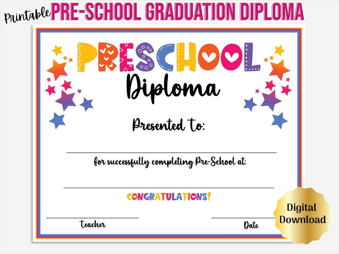 Preschool Graduation Diploma Certificate Printable Preschool Worksheets Library