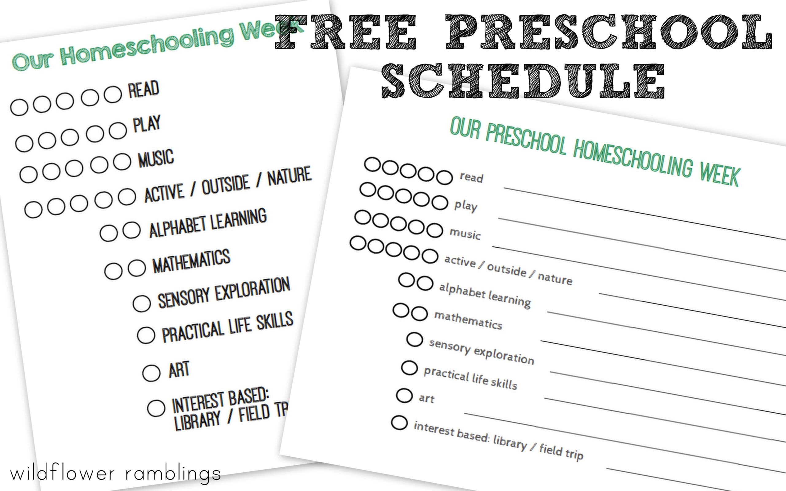 Preschool Homeschooling Schedule free Printable Wildflower Preschool Homeschooling Schedule free Printable Wildflower
