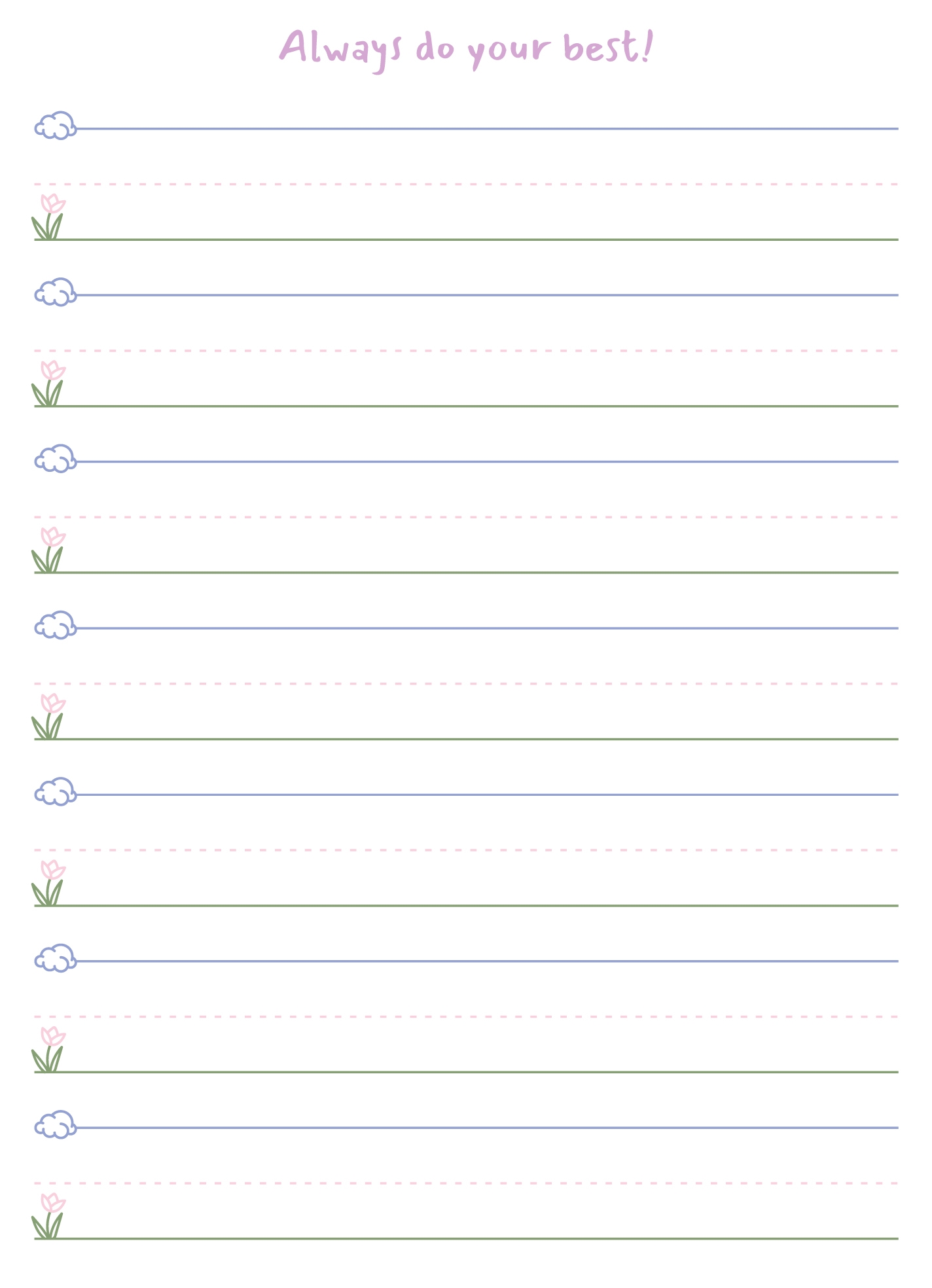 Preschool Lined Writing Paper Free Google Docs Template Gdoc io