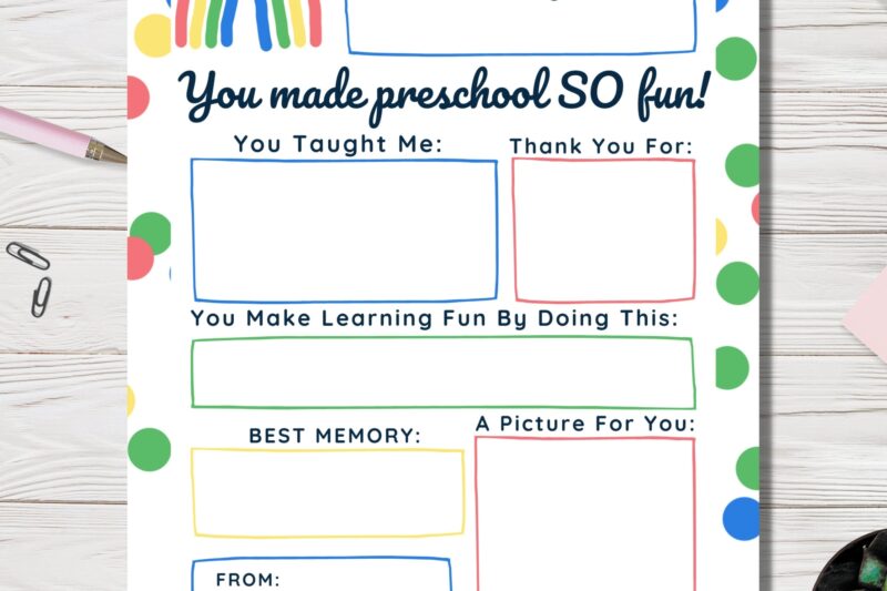 Preschool Teacher Printables