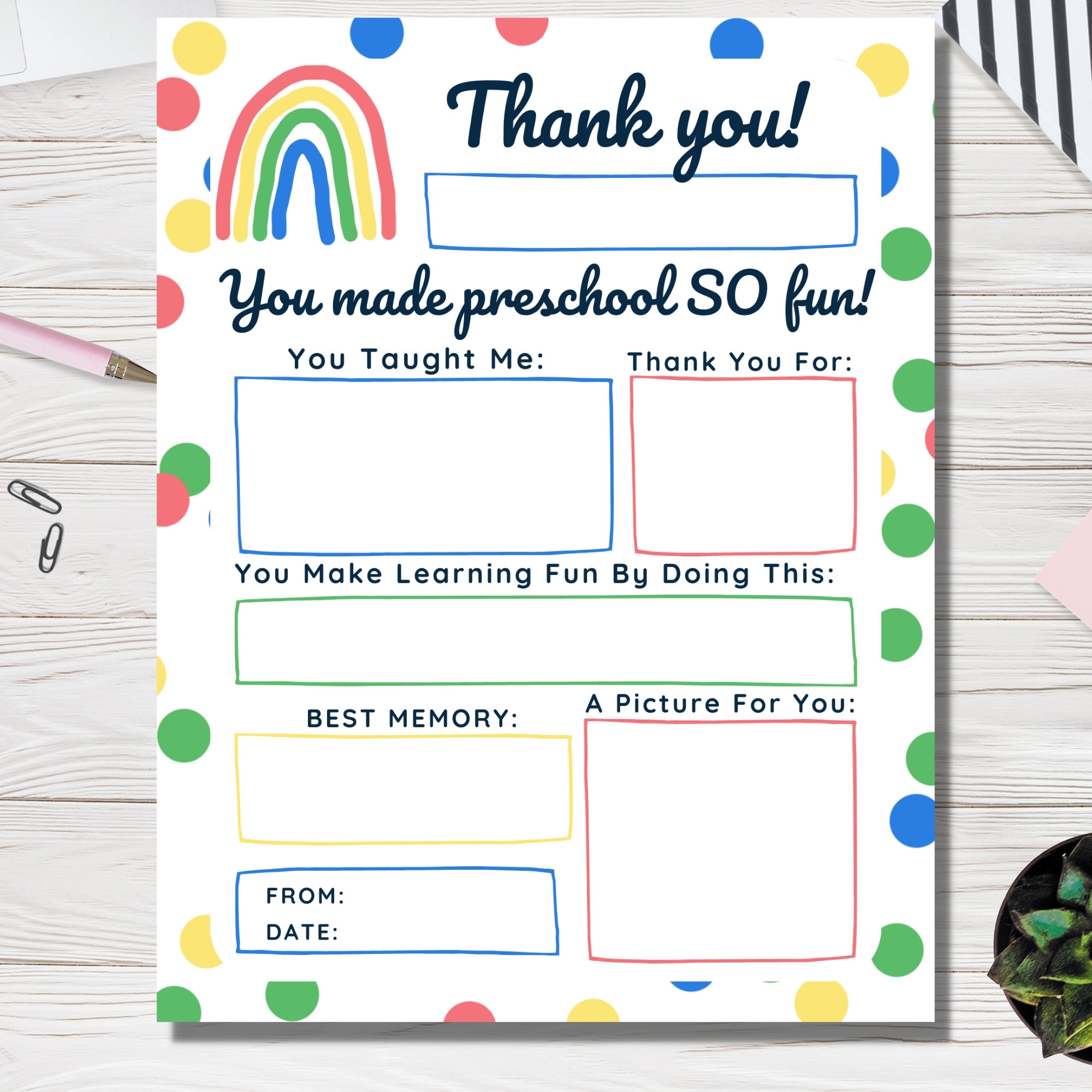 Preschool Teacher Appreciation Printable All About Pre School 