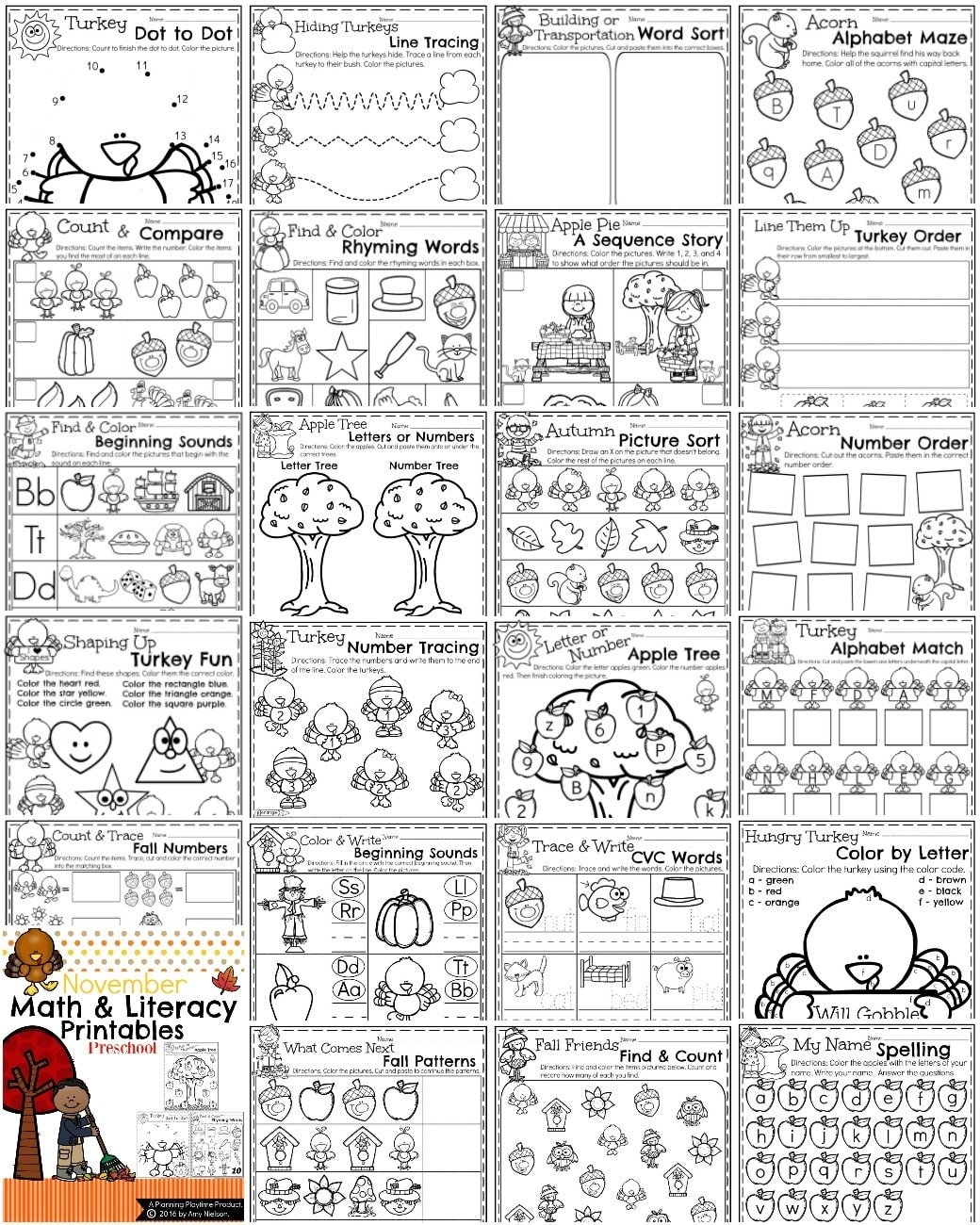 Preschool Worksheets The Year Bundle Planning Playtime