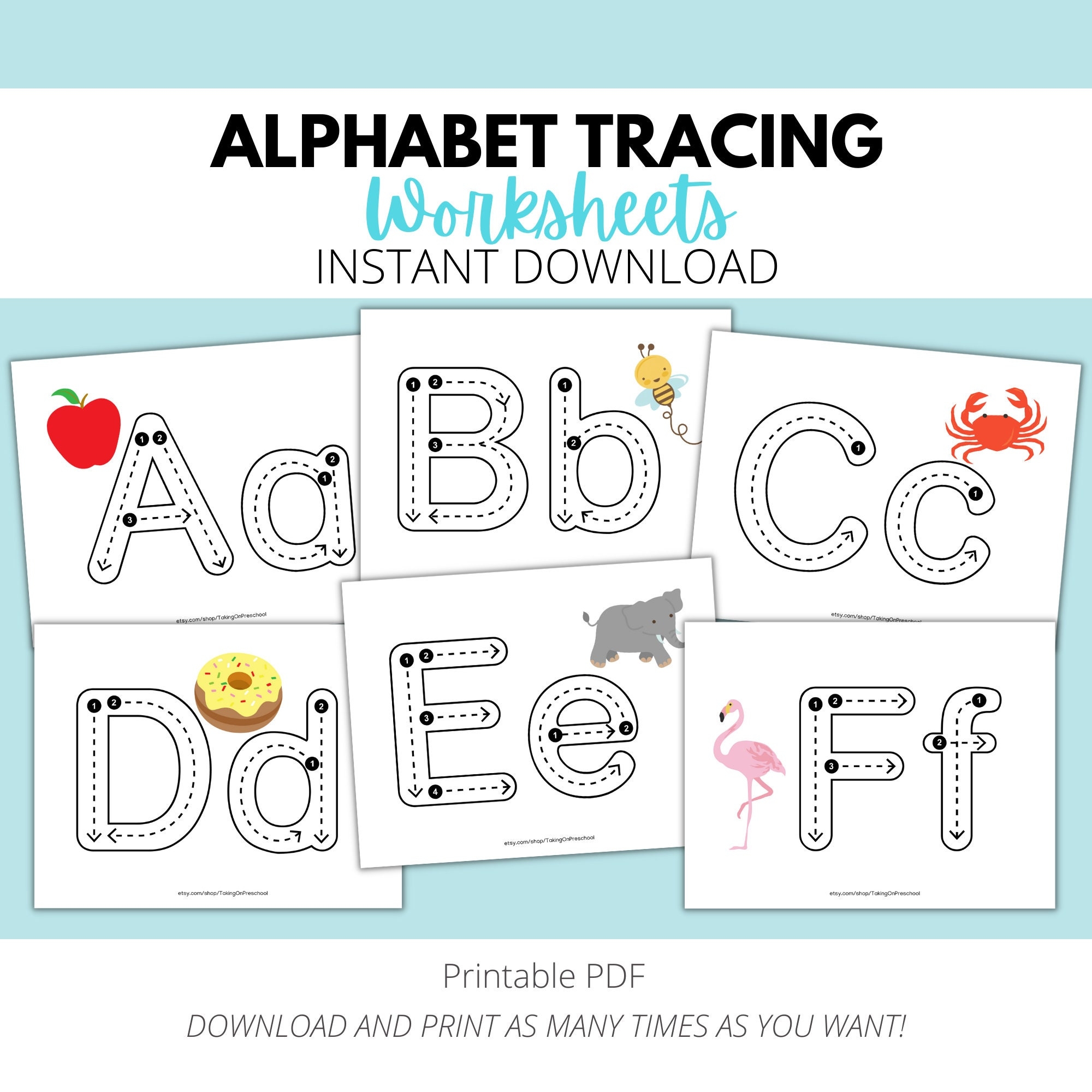 Printable Alphabet Tracing Worksheets Writing Practice With 