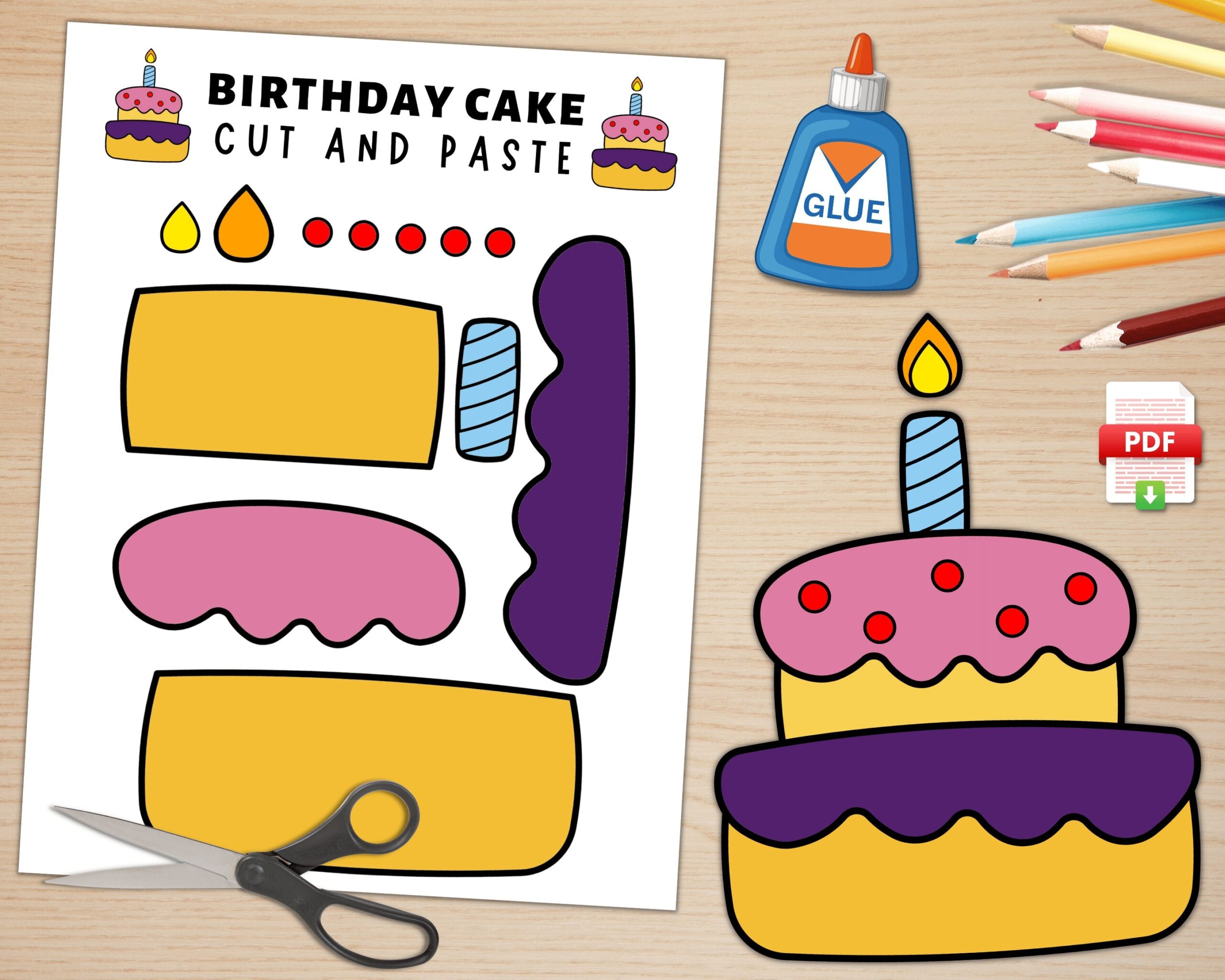 Printable Birthday Cake Craft Template For Kids Birthday Activities Birthday Cake Paper Craft Build A Cake US Letter Size A4 Size Etsy Printable Birthday Cake Craft Template For Kids Birthday Activities Birthday Cake Paper Craft Build A Cake US Letter Size A4 Size Etsy
