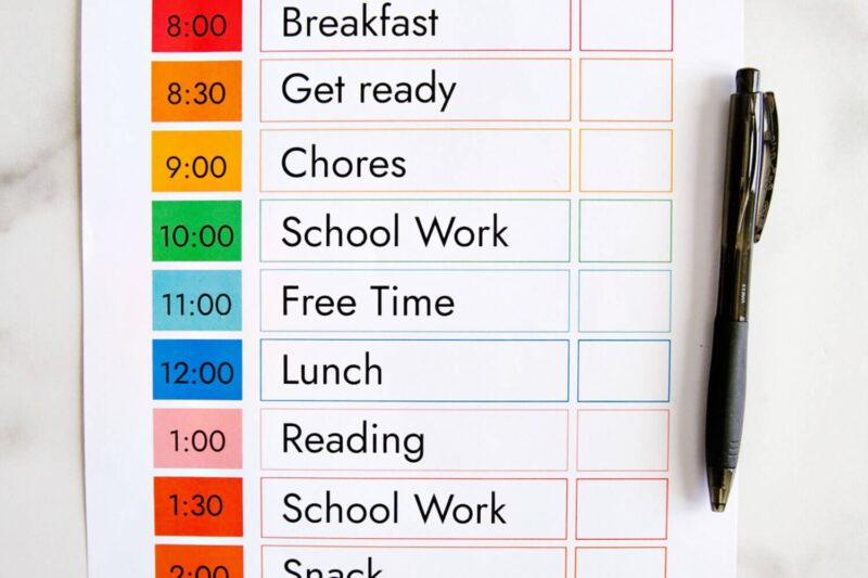 Printable Daily Schedule Template For Preschool
