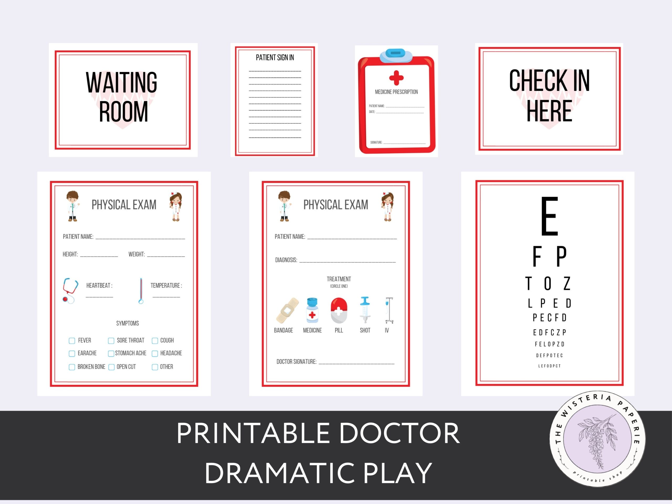 Printable Doctor Dramatic Play For Kids Preschool Digital 