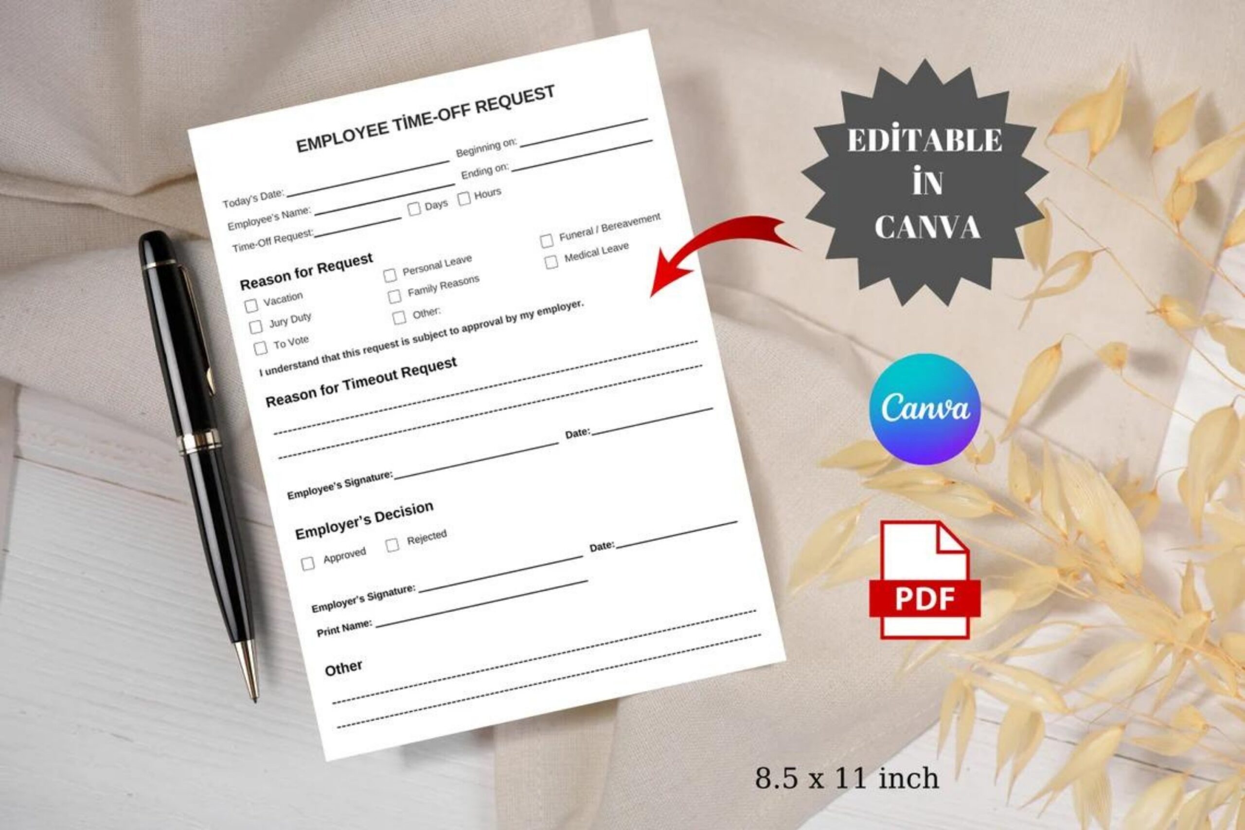 Printable Employee Time off Request Template