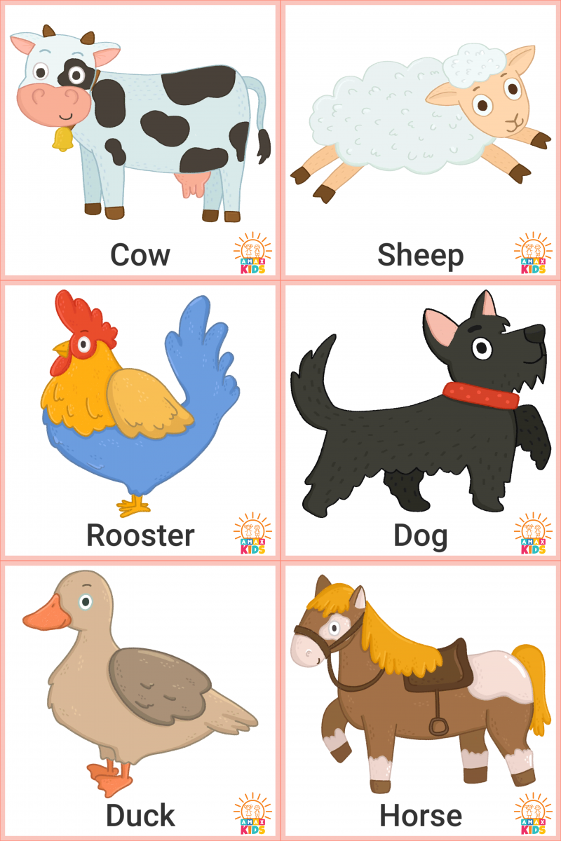 Printable Flashcards For Kids Farm Animals Amax Kids