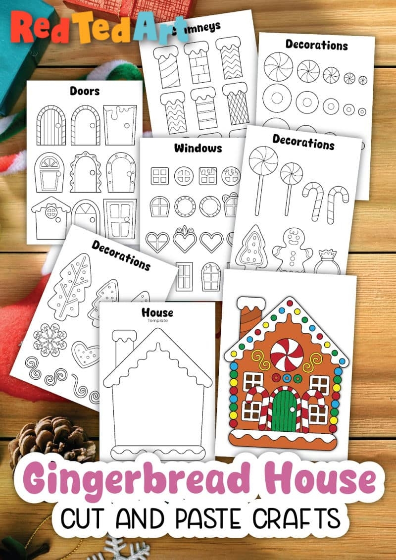 Printable Gingerbread House Cut U0026 Paste Activity Red Ted Art Kids Crafts
