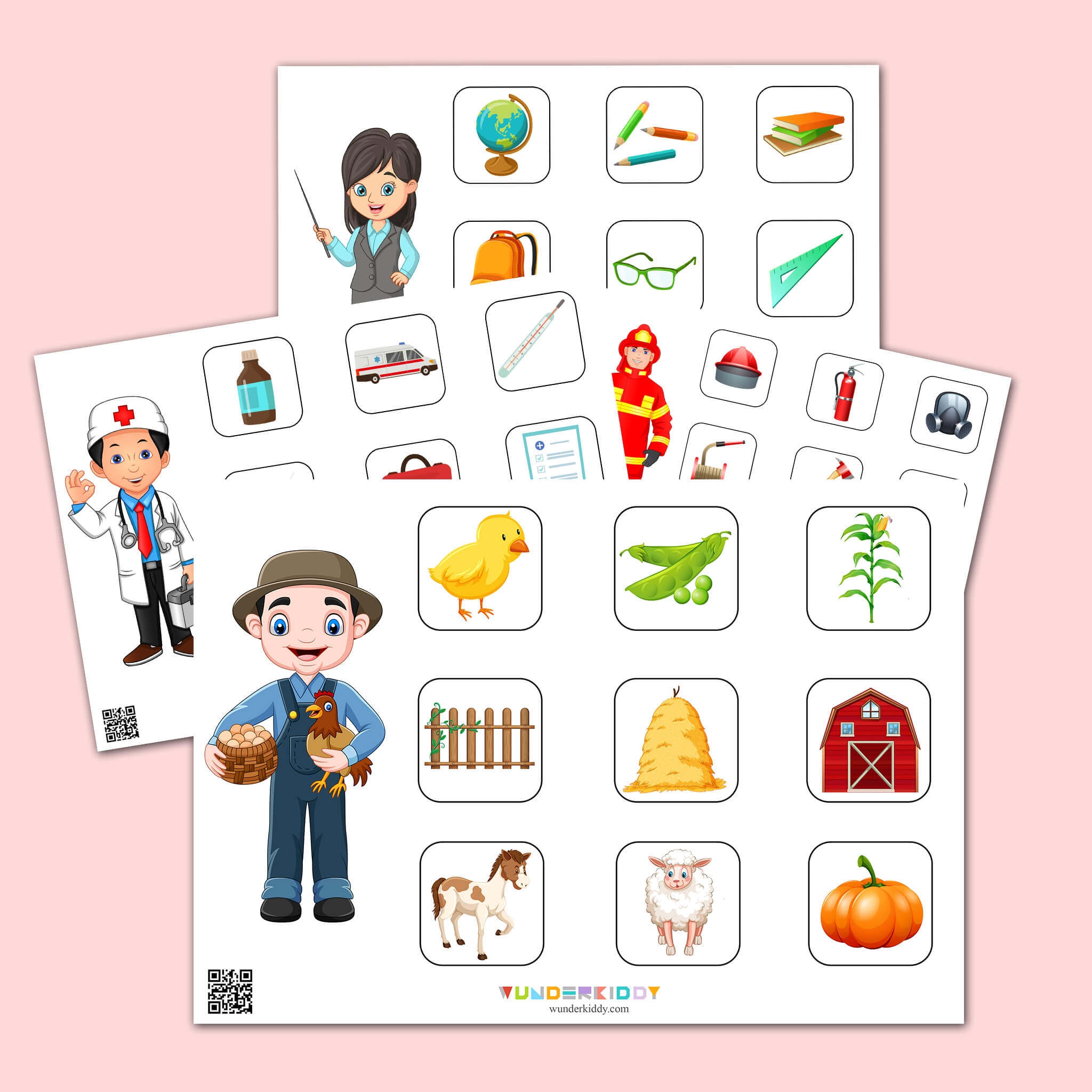 Printable Jobs And Tools Matching Game For Preschoolers