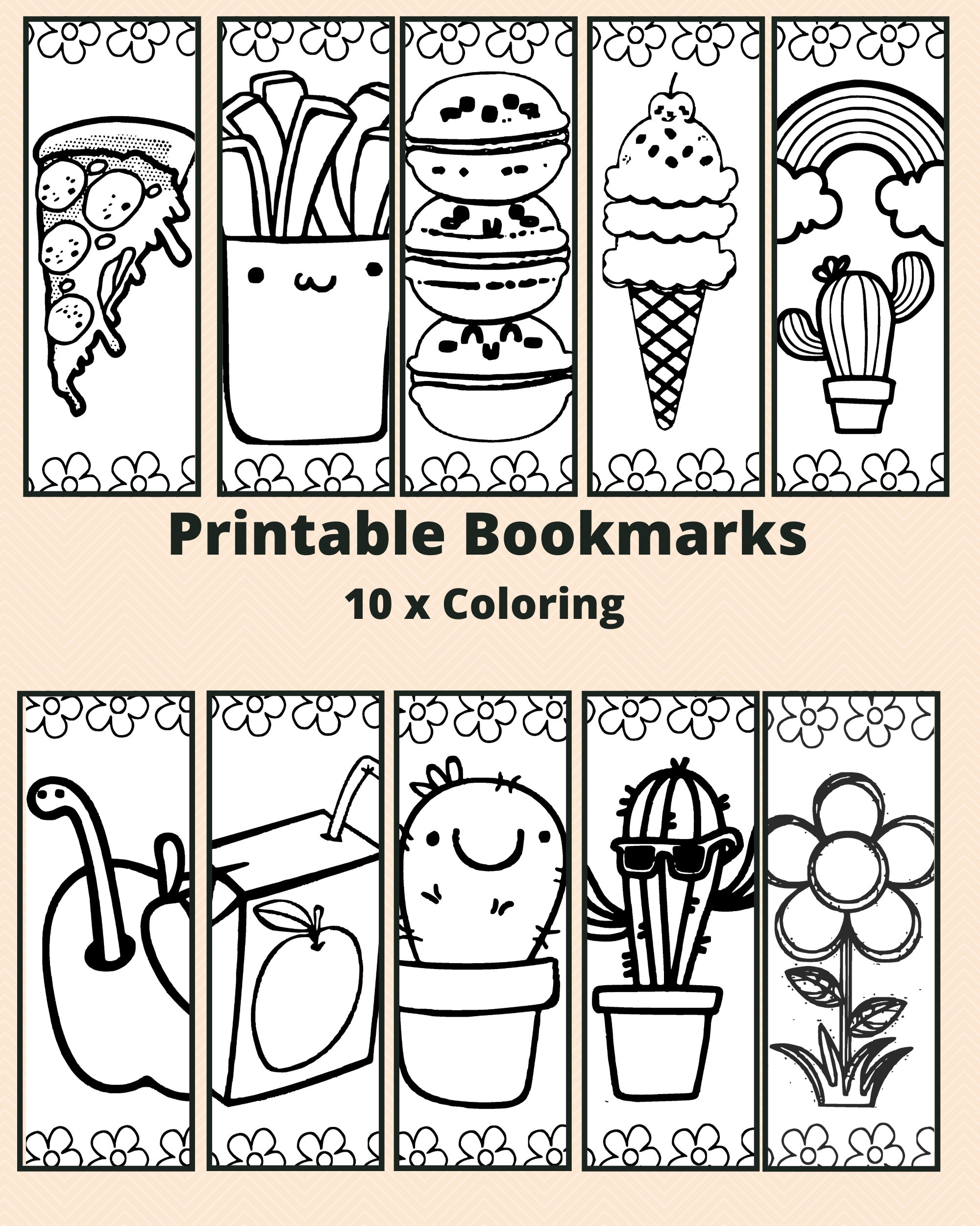 Printable Kids Coloring Bookmarks Instant Download PDF Etsy Canada