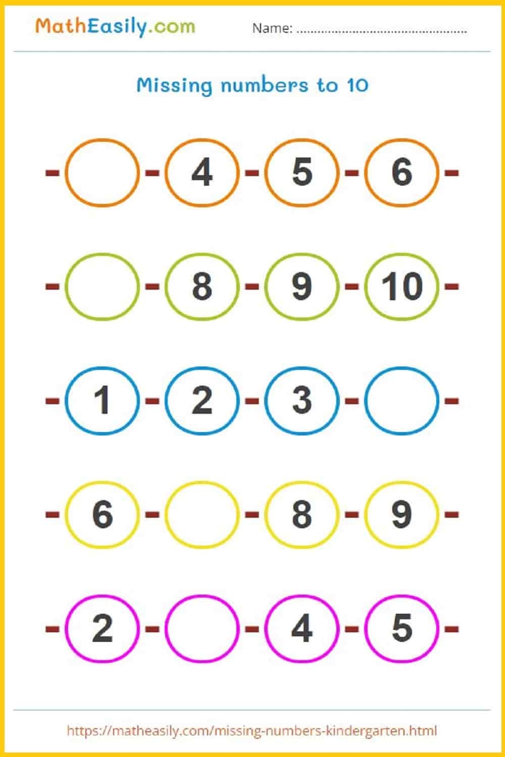 Printable Kindergarten Math Worksheets PDF Free Download