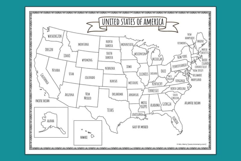 Free Printable Us Map Worksheets