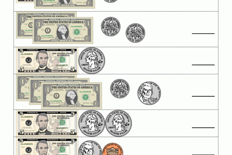 Free Printable Money Math Worksheets