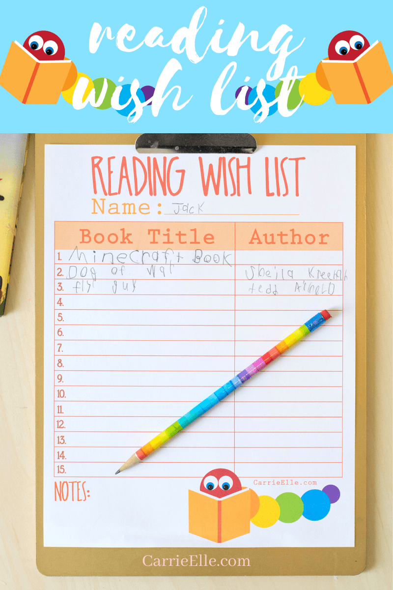 Printable Reading Wish List For Kids Carrie Elle