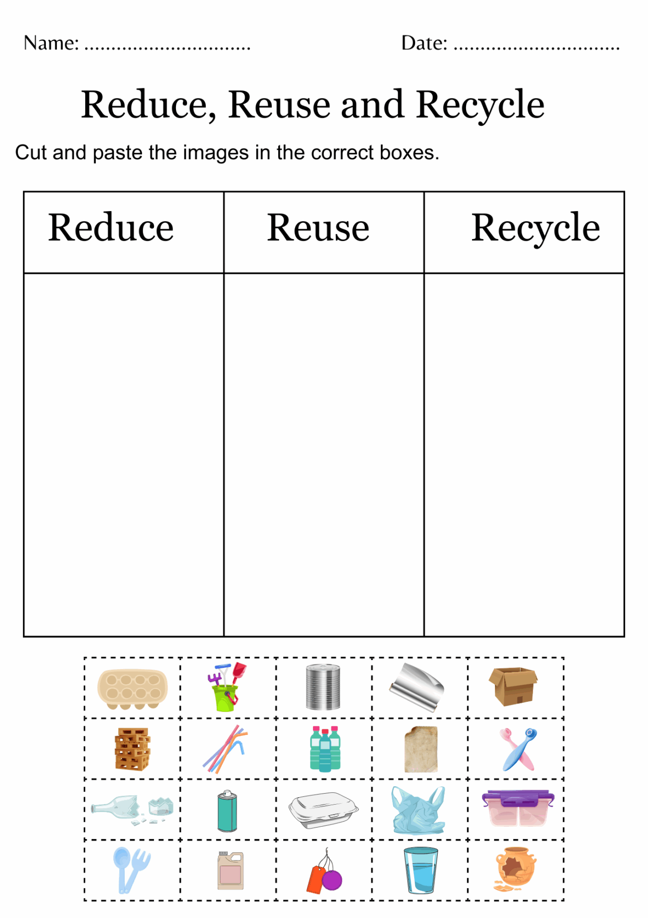 Printable Reduce Reuse Recycle Worksheets For Kindergarten Made By Teachers