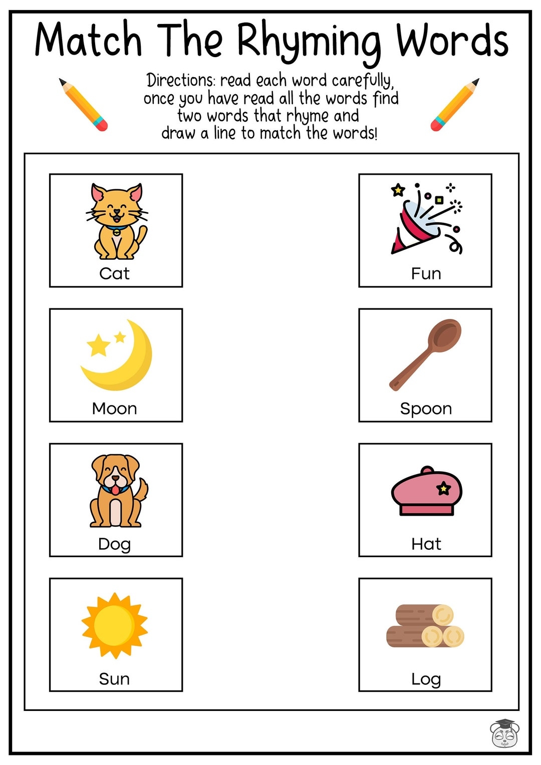 Printable Rhyme Word Matching English Exclusive Worksheets
