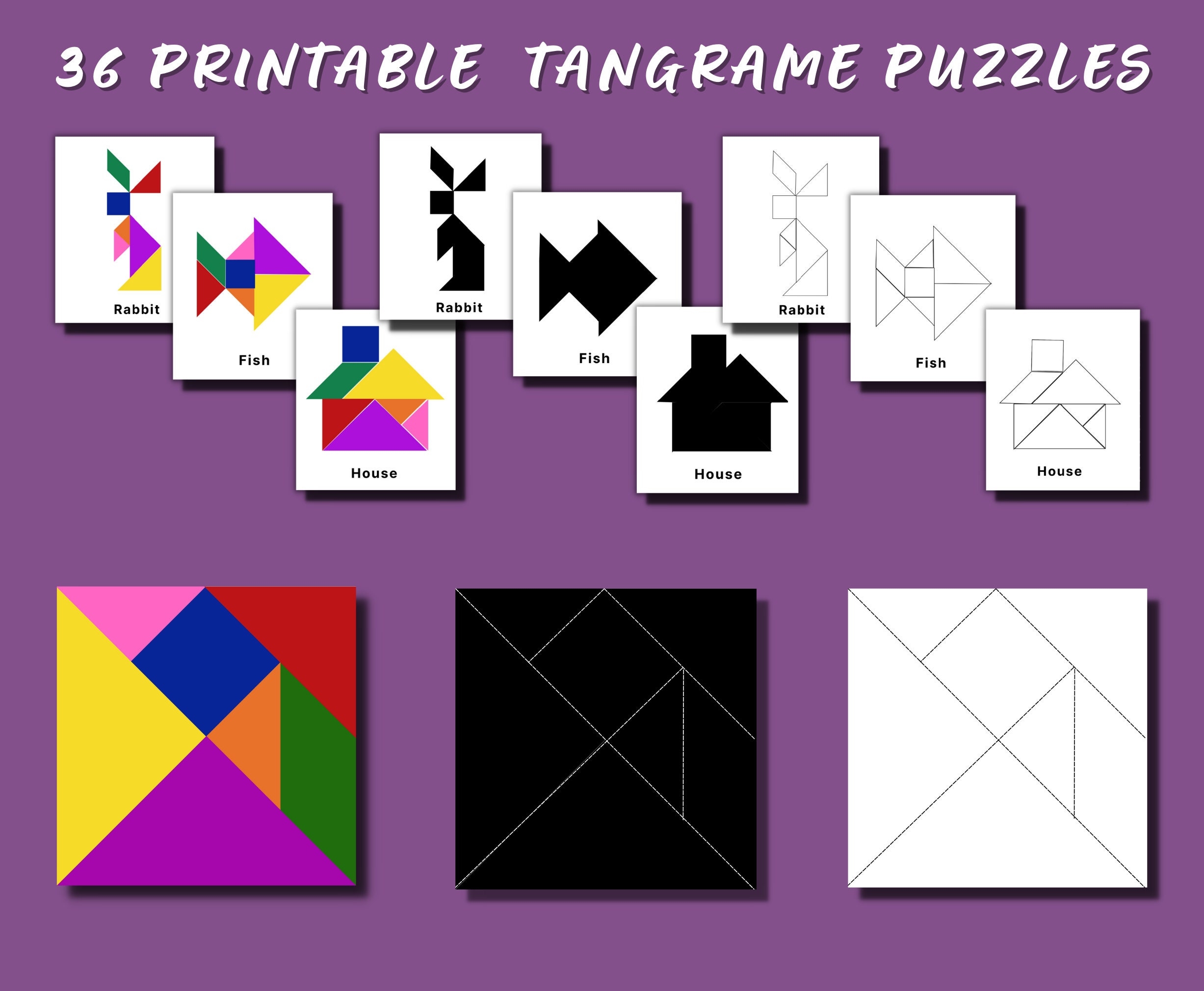 Printable Tangrams puzzle Activity For Preschool Kindergarten And Worksheets Library