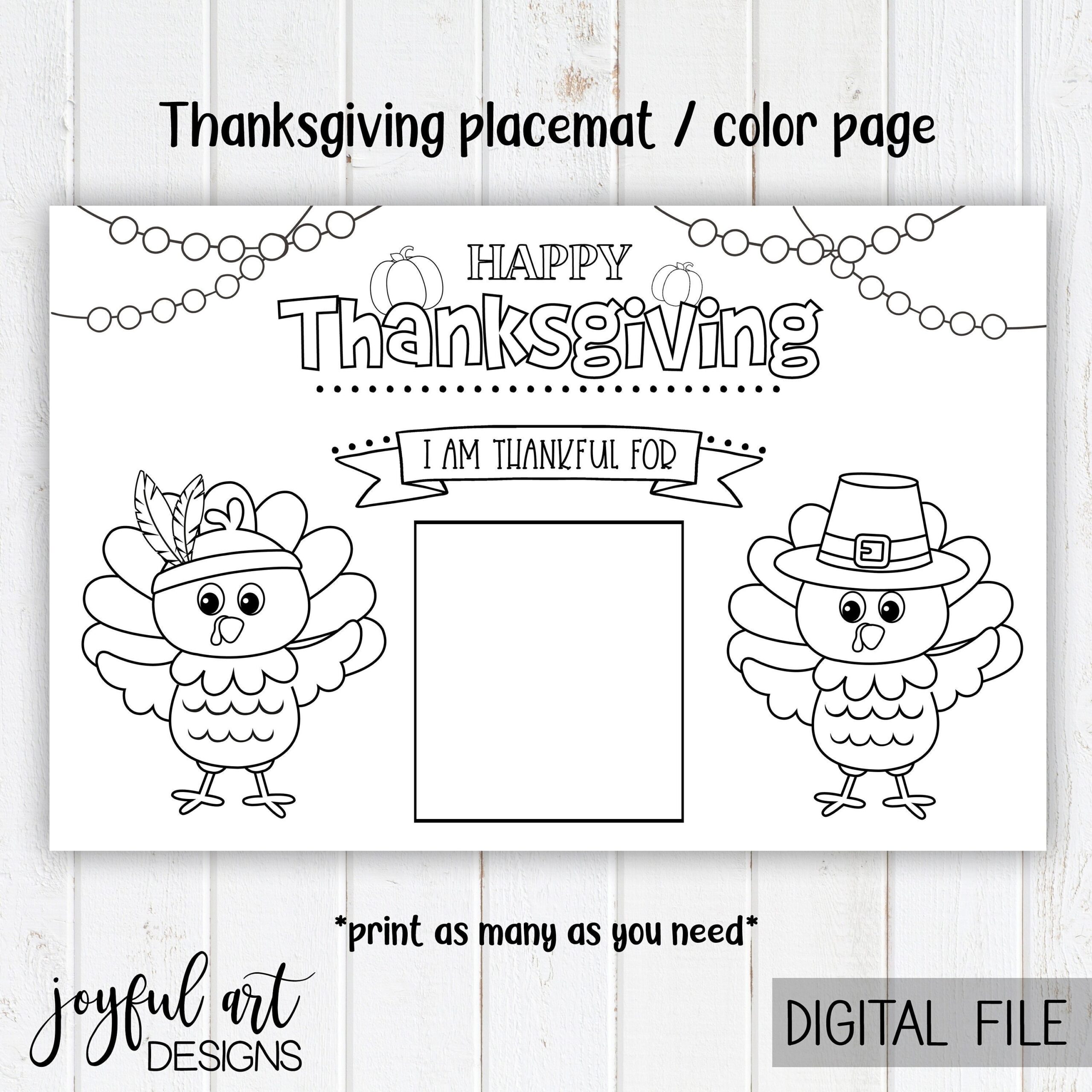 Printable Thanksgiving Placemat Kid s Thanksgiving Placemat 