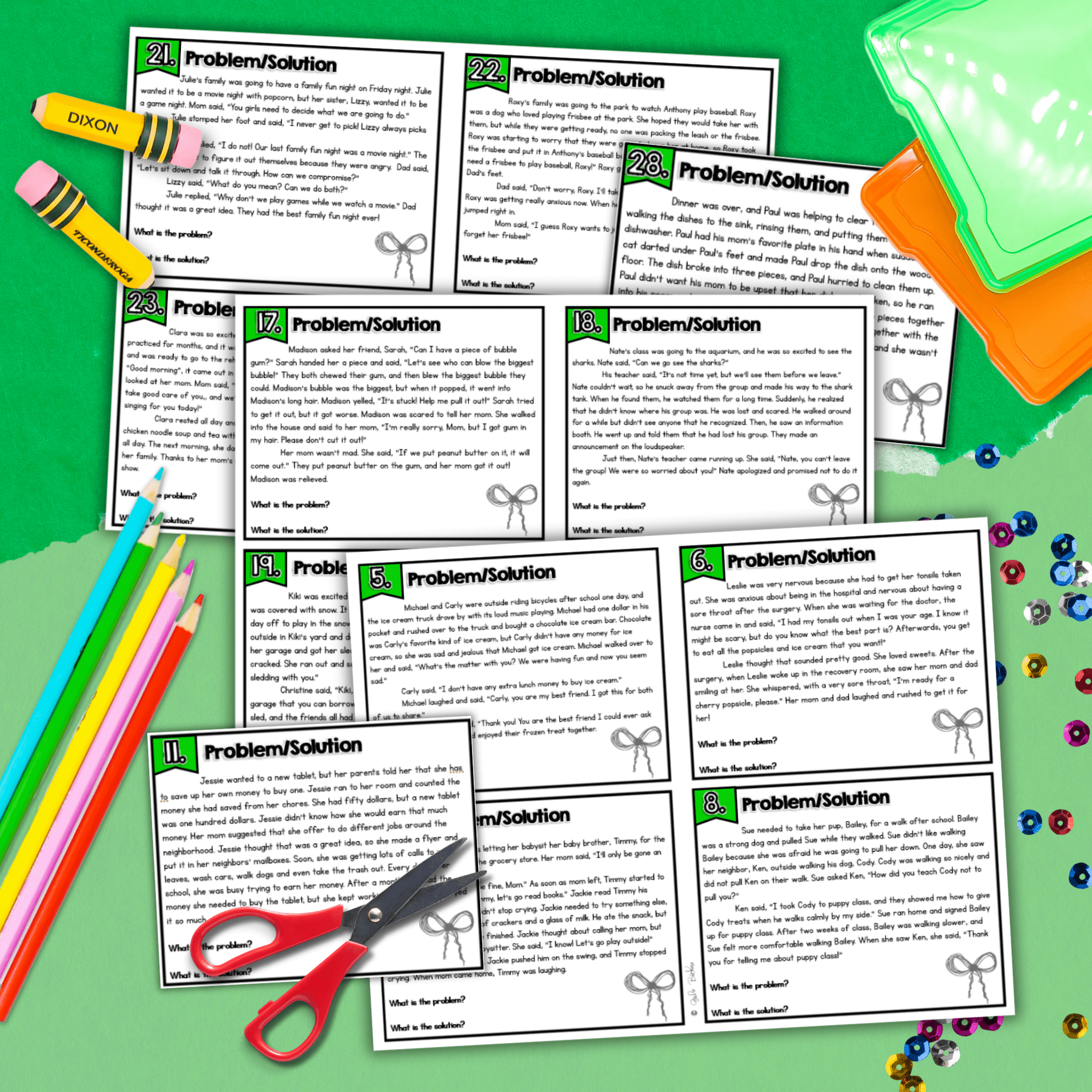 Problem Solution Reading Comprehension Worksheets