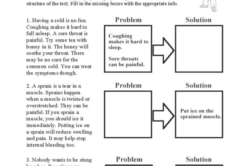 Problem Solution Reading Comprehension Worksheets