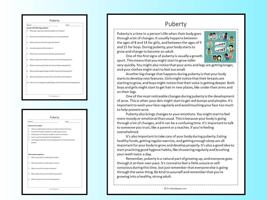 Free Printable Worksheets On Puberty