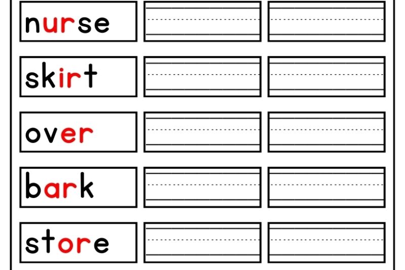 Free Printable R-Controlled Vowels Worksheets