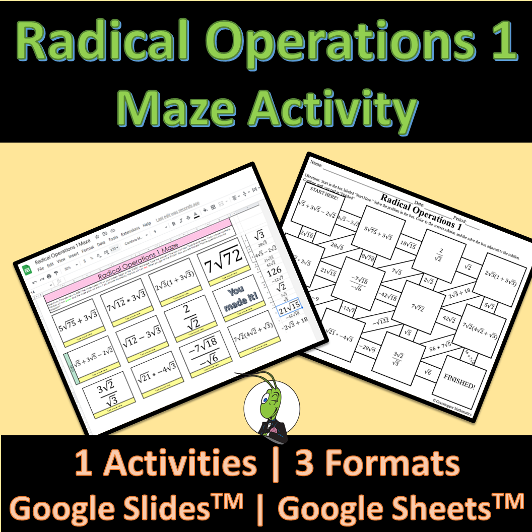 Radical Operations Maze Activity Google And Printable Digital