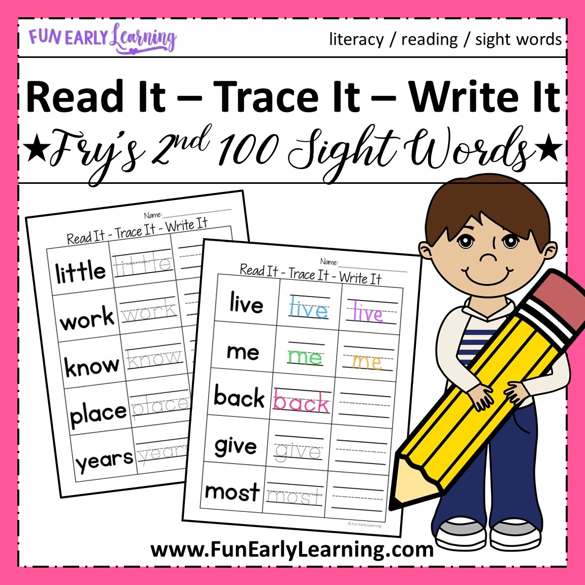 Read It Trace It Write It Fry s Second 100 Sight Words Fun 