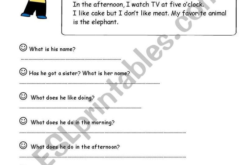 Reading Comprehension Worksheets Questions And Answers