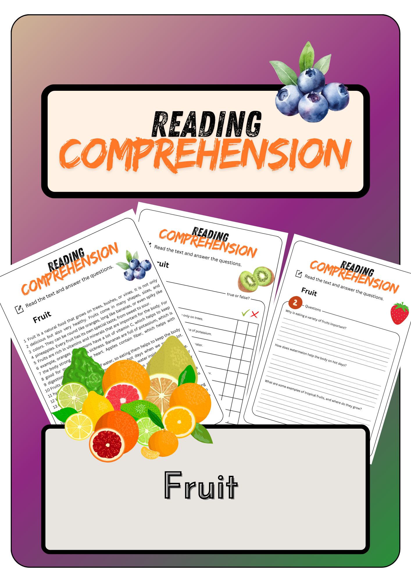 Reading Comprehension Fruit Solutions Made By Teachers Reading Comprehension Fruit Solutions Made By Teachers