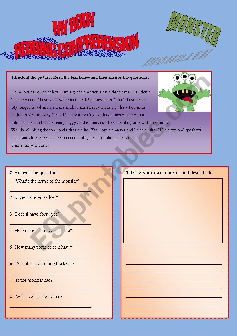 Human Body Reading Comprehension Worksheets