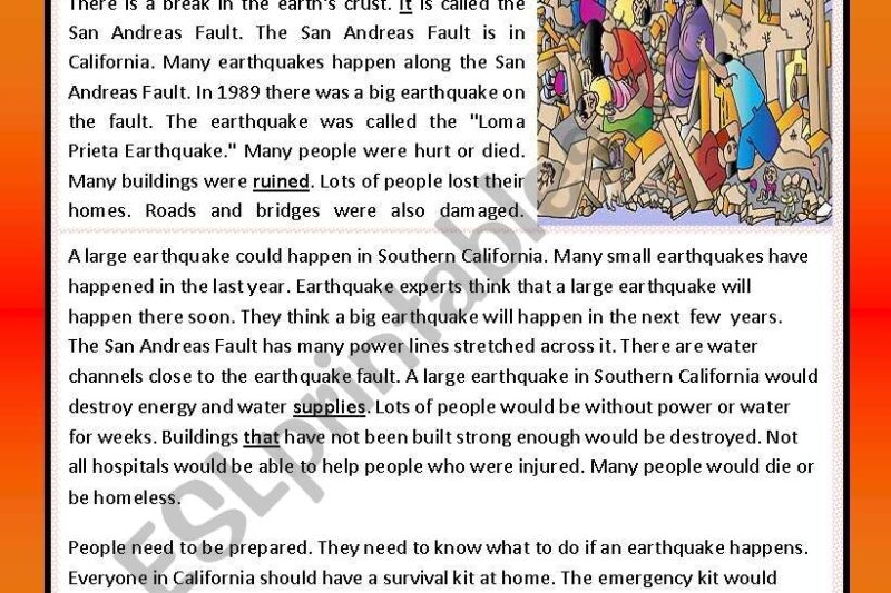 Natural Disaster Reading Comprehension Worksheets