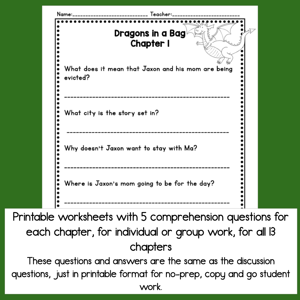 Reading Comprehension Questions Dragons In A Bag Librarians Teach