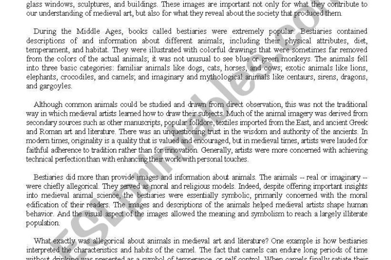 Medieval Times Reading Comprehension Worksheets