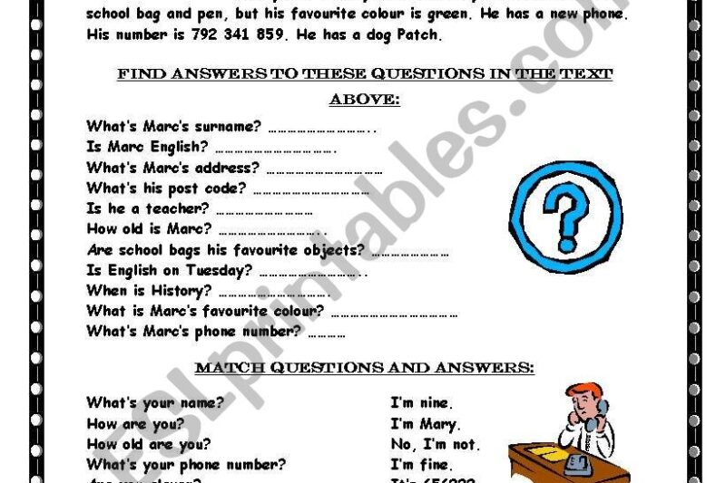 Wh Questions Worksheets Reading Comprehension