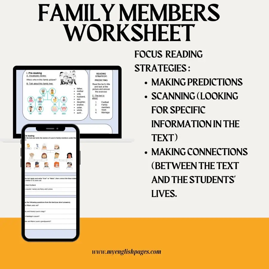 Reading Comprehension Worksheet About Family Members My English 
