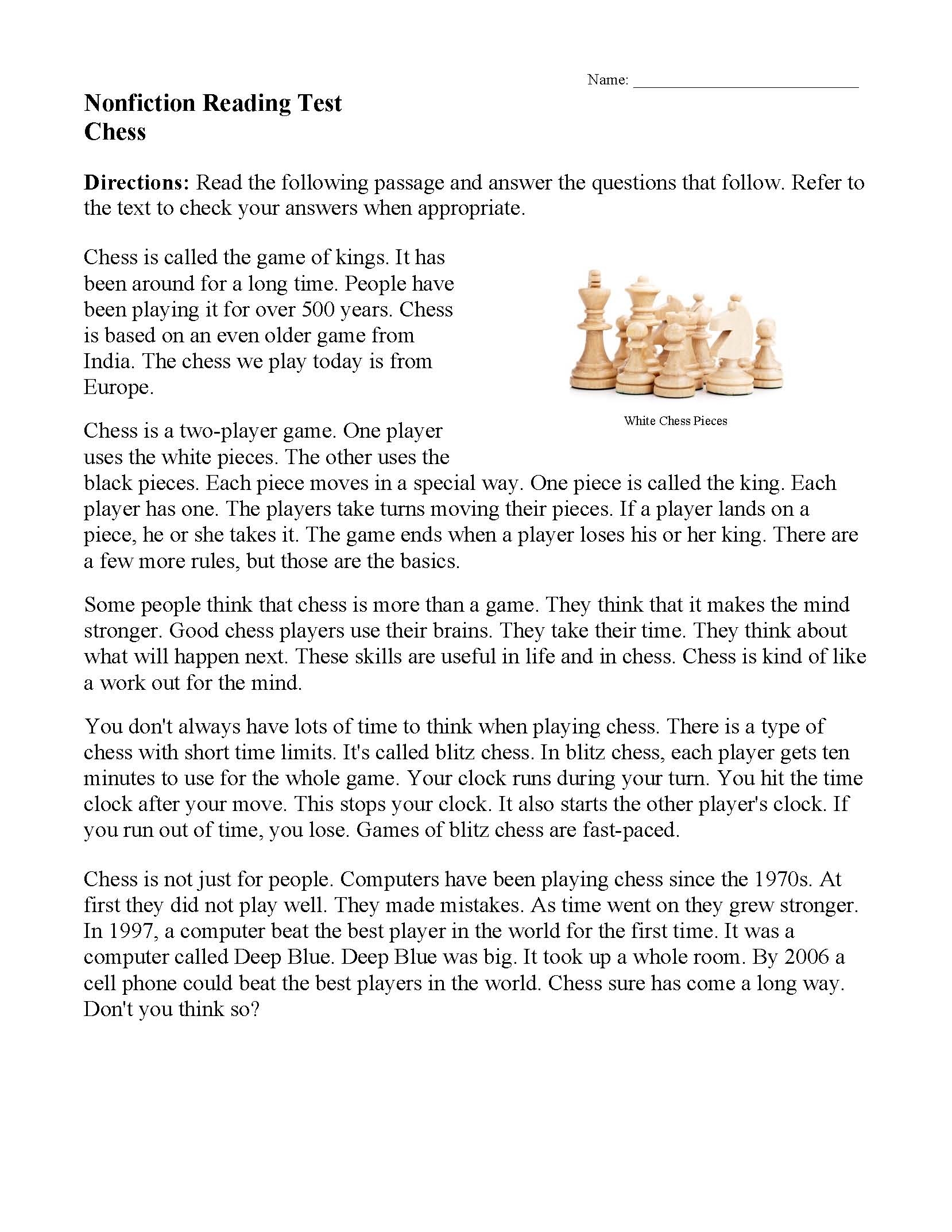 Read Comprehension Worksheets