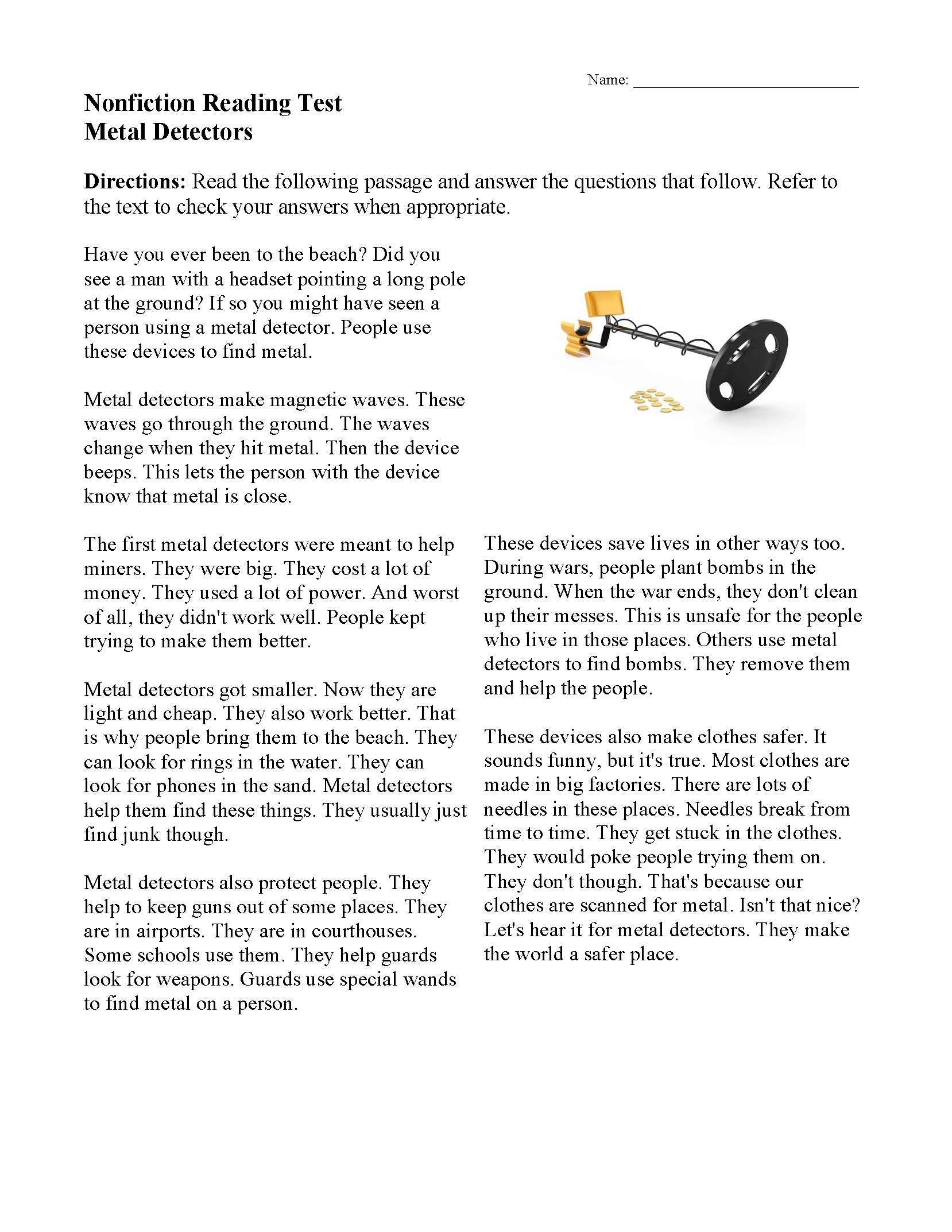 Science Reading Comprehension Worksheets Middle School