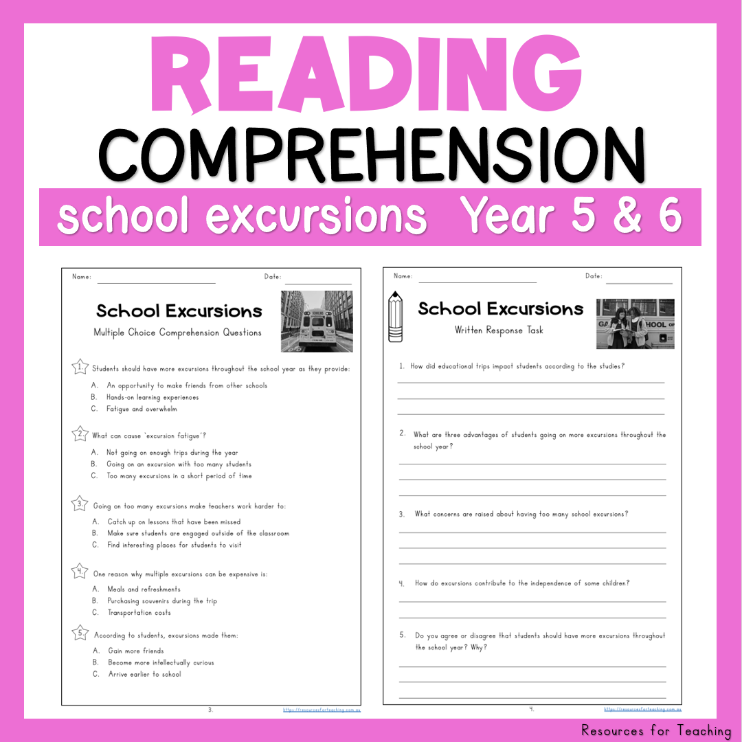 Reading Comprehension Worksheets School Excursions Resources For Teaching Australia