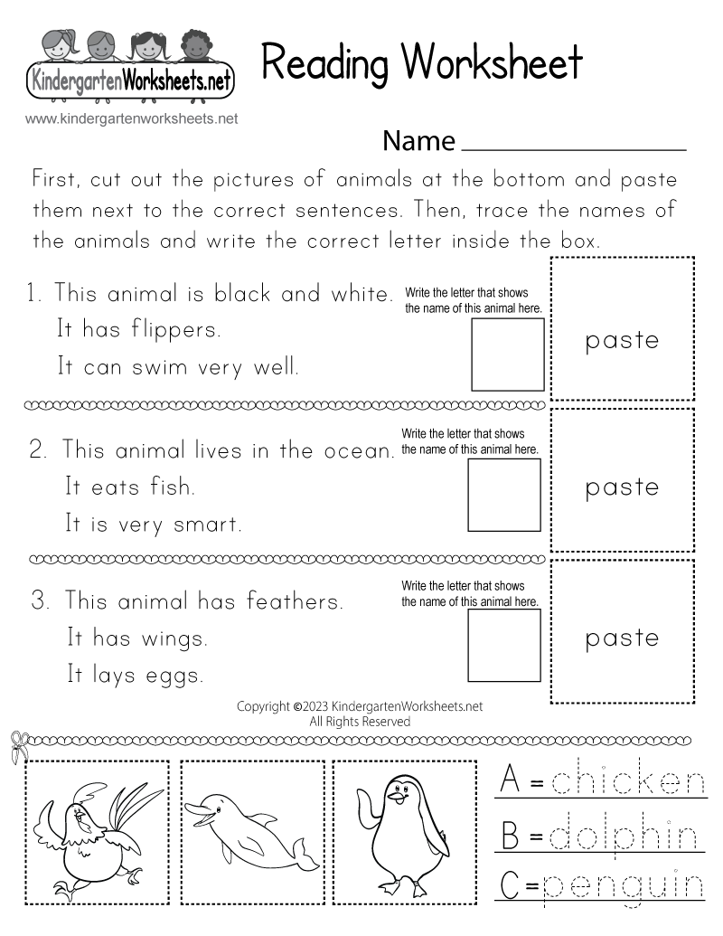 Free Printable Reading Test Worksheets