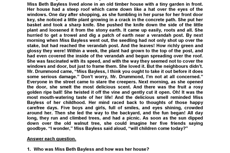 Reading Comprehension Worksheets 5th Grade Pdf