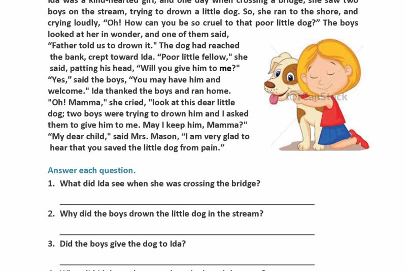 Reading Comprehension Worksheets For Grade 2