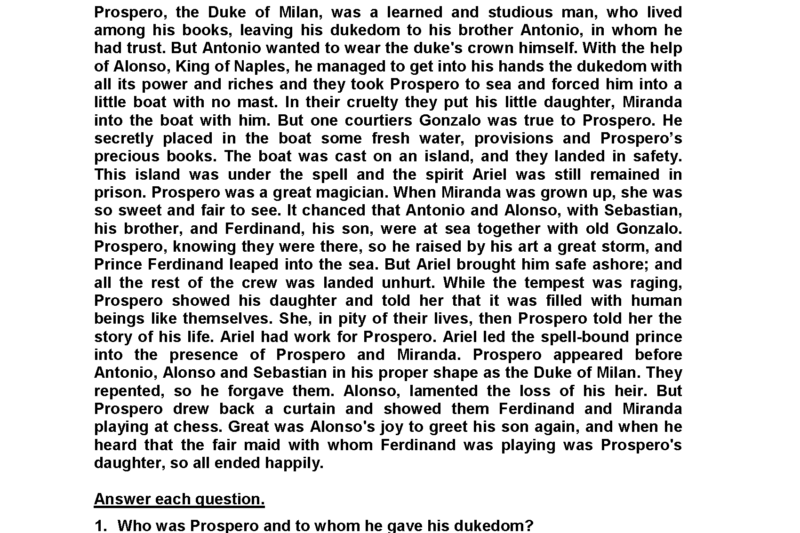 Grade 6 Reading Comprehension Worksheets Pdf