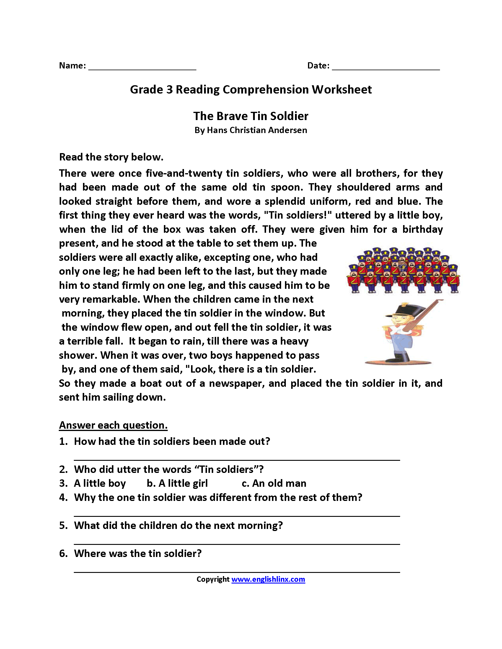Free Reading Comprehension Worksheets 3rd Grade