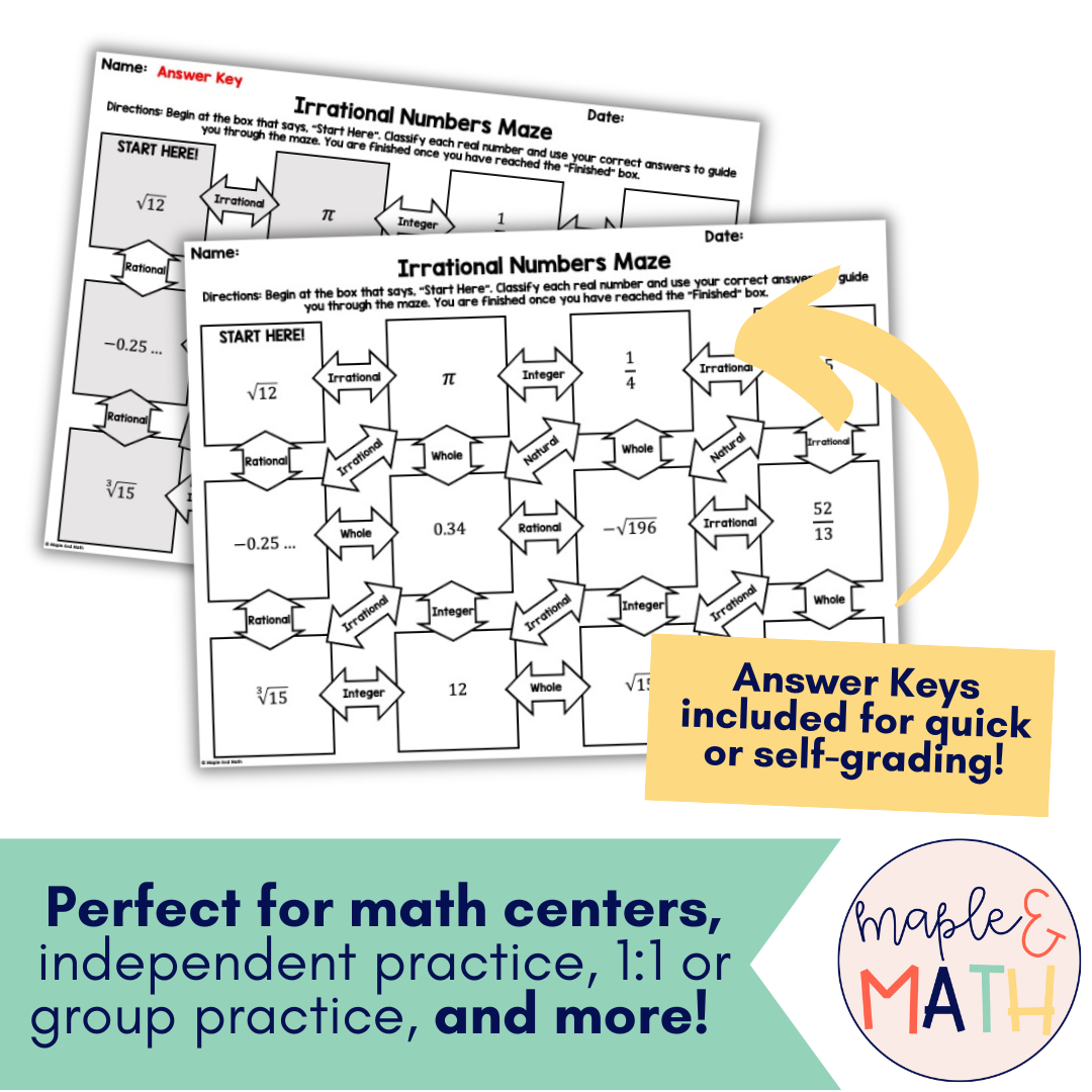 Real Numbers U0026 The Pythagorean Theorem Maze Activity No Prep Bundle 8th Grade Classful